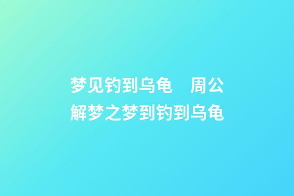 梦见钓到乌龟　周公解梦之梦到钓到乌龟